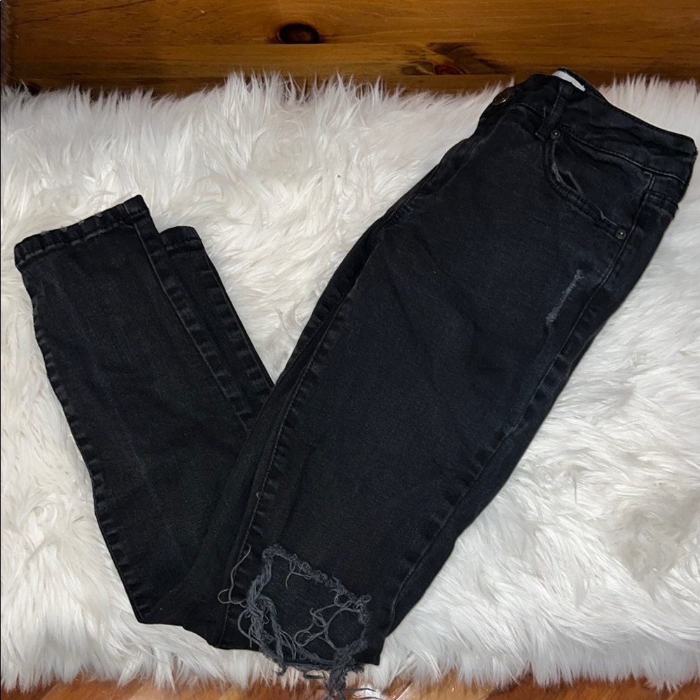 Garage Black Skinny Jeans with distressed Detail